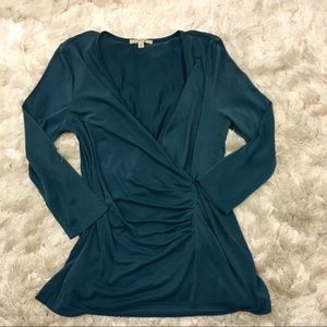 Stitch Fix 41 Hawthorn Teal Wrap Knit Blouse, M